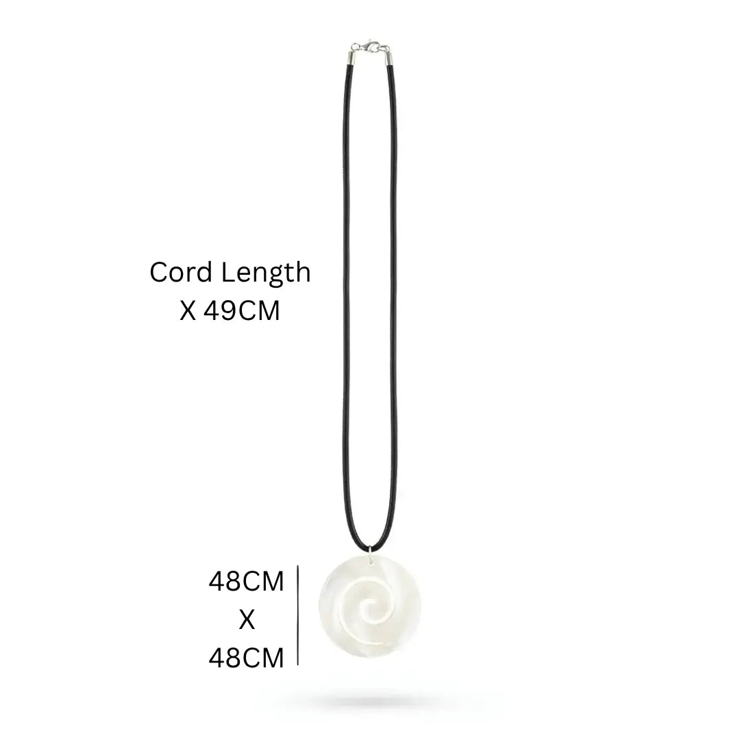 49CM Cord Māori Mother of Pearl Koru Spiral Shell Pendant Necklace