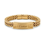 21CM x 12MM Men's 18K Gold Filled Stainless Steel ID Plate Franco Mesh Chain Bracelet