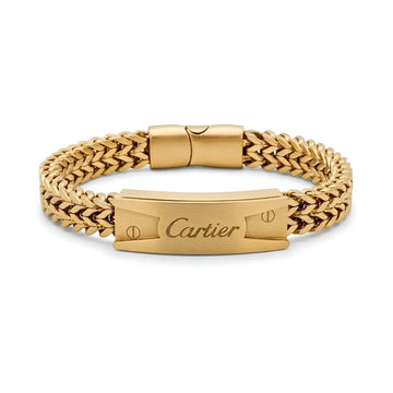 21CM x 12MM Men's 18K Gold Filled Stainless Steel ID Plate Franco Mesh Chain Bracelet