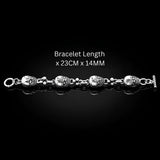 23CM x 14MM Silver Stainless Steel Tribal Mask Toggle Bracelet - Tarnish-Proof Statement Jewelry