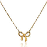 40CM + 5CM Extension 18K Gold-Filled Ribbon Bow Pendant Necklace –  Tarnish-Proof Minimalist Dainty Gold Jewelry
