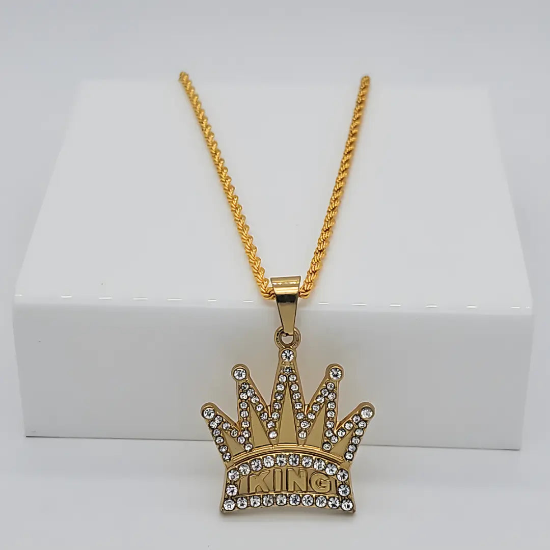 18k Gold Filled Iced Out "KING" Pendant