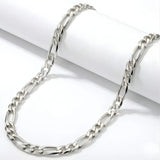 49CM x 7MM Silver Stainless Steel Figaro Chain  – Tarnish-Proof Necklace