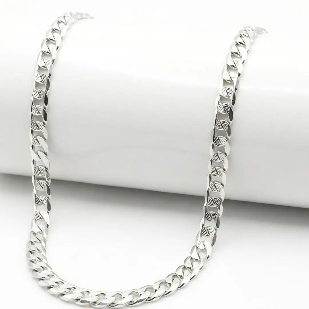 Silver Cuban Link Chain (60cm / 12mm) – Tarnish-Proof Heavyweight Statement Necklace for Men