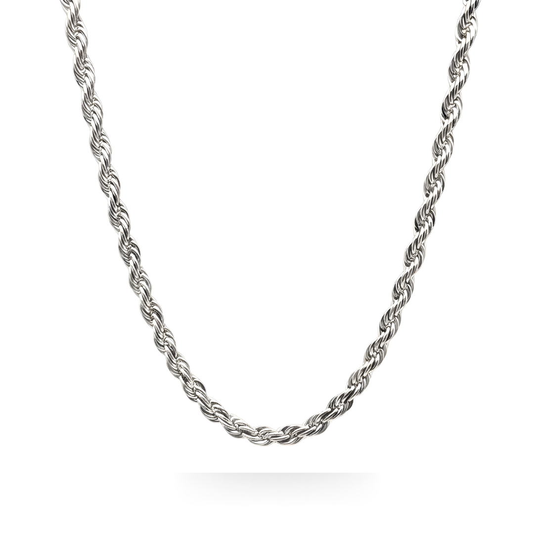 Stainless Steel Silver Rope Chain Necklace 50cm 12mm