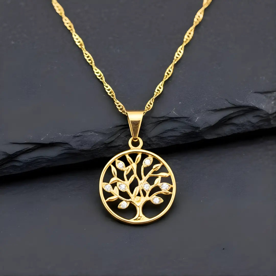 18K Gold Filled Money Tree Pendant with Diamonds