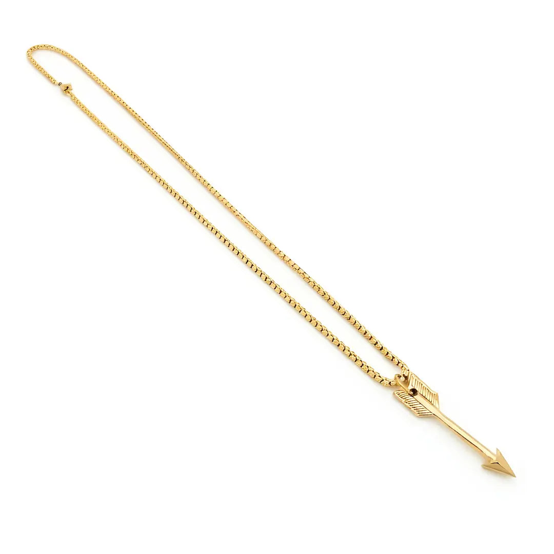 Gold & Silver Tone Arrow Pendant Necklace (58cm Box Chain) – Modern Statement Jewelry