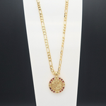 Load image into Gallery viewer, Gold Filled Customized  Tarnish Proof Full Sovereign Pendant Necklace With Ruby &amp; CZ