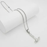 Claw Hammer Pendant Necklace with Silver Box Chain (58cm) – Rugged Industrial Statement Jewelry