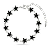22CM Adjustable Charm Jewelry Hawaiian Sterling Silver Black Star Bracelet