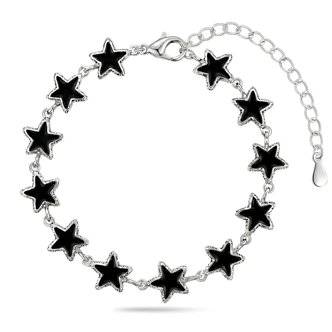 22CM Adjustable Charm Jewelry Hawaiian Sterling Silver Black Star Bracelet