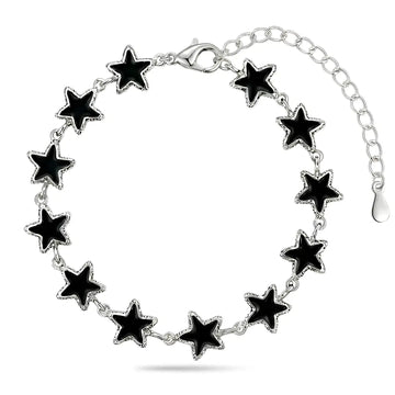 22CM Adjustable Charm Jewelry Hawaiian Sterling Silver Black Star Bracelet
