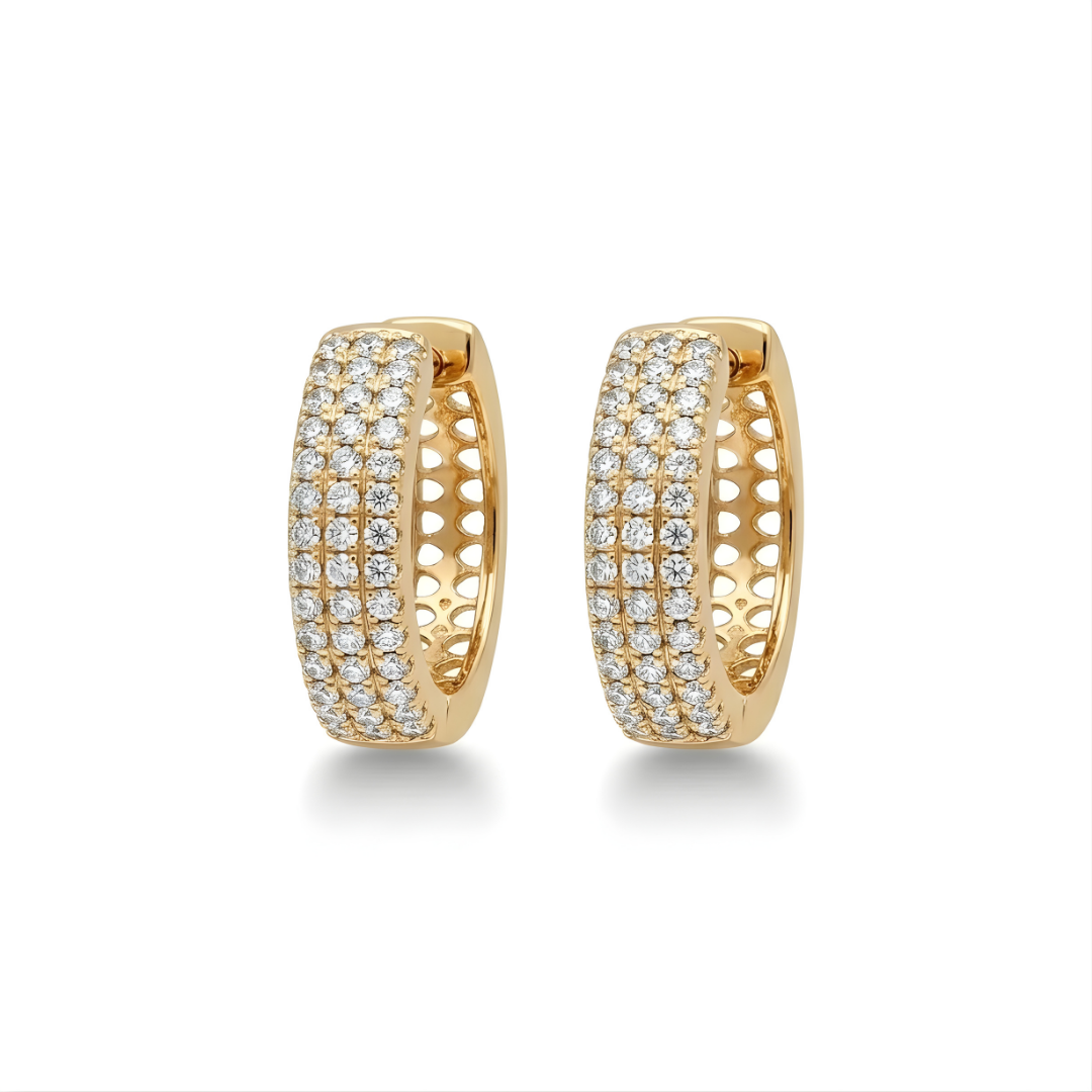18K Gold Filled Diamond Huggie Earrings