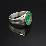 Load image into Gallery viewer, Silver Green Emerald Emblem  Ring
