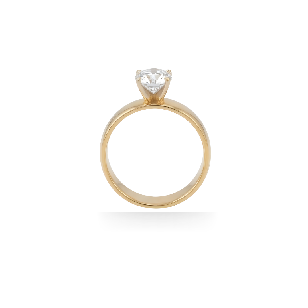 18K Gold Filled Solitaire Diamond Ring for Women – Classic Round CZ Engagement Ring