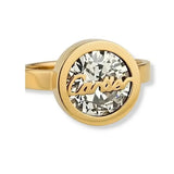 18K Gold Filled Round Crystal Statement Ring – Unisex Luxury Band for Men & Women