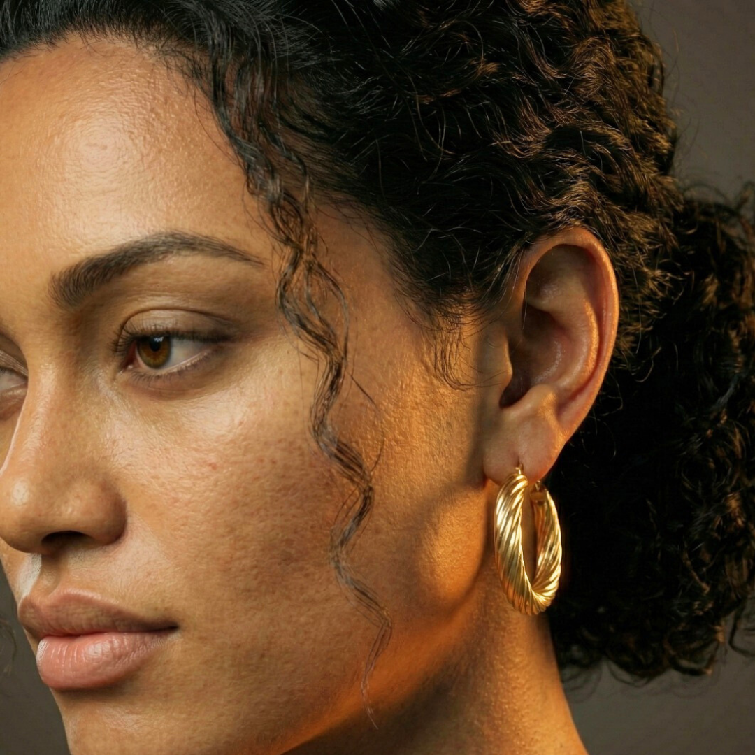 18K Gold Filled Thick Hoop Earrings