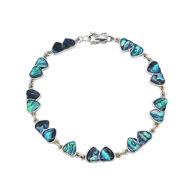 Silver Twin Heart Paua Shell Bracelet
