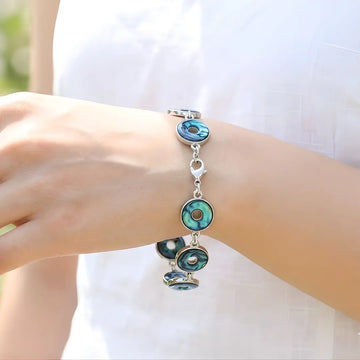 Round Circle Paua Shell Bracelet.