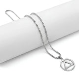 AA Symbol Pendant Necklace (52cm Stainless Steel) – Meaningful Circle & Triangle Recovery Jewelry