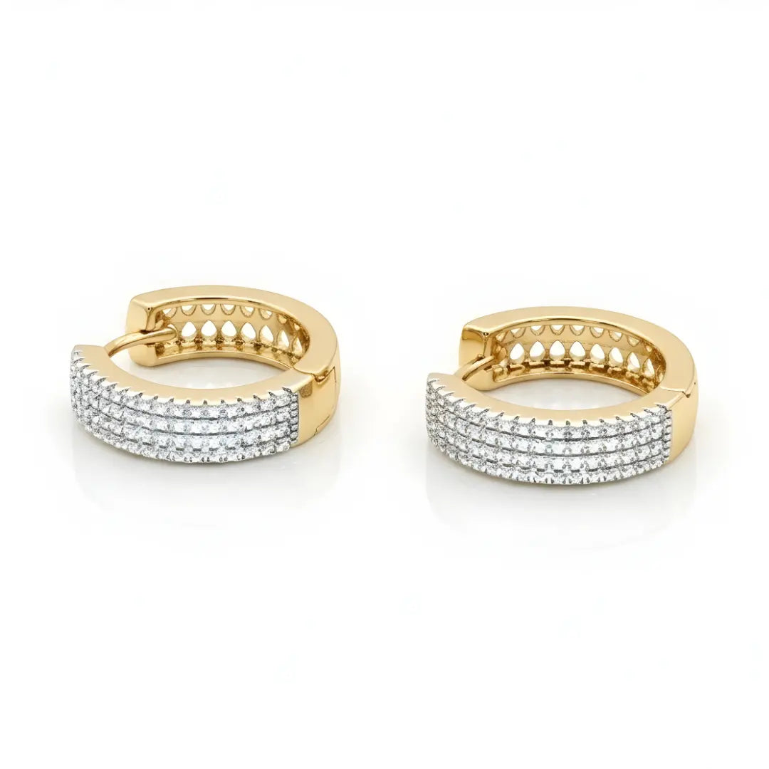 18K Gold Filled Diamond Huggie Earrings