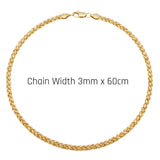Gold & Silver Tone Wheat Spiga Chain Necklace (60cm x 3mm) – Textured Braided Statement Jewelry [skujdzlukebox2]