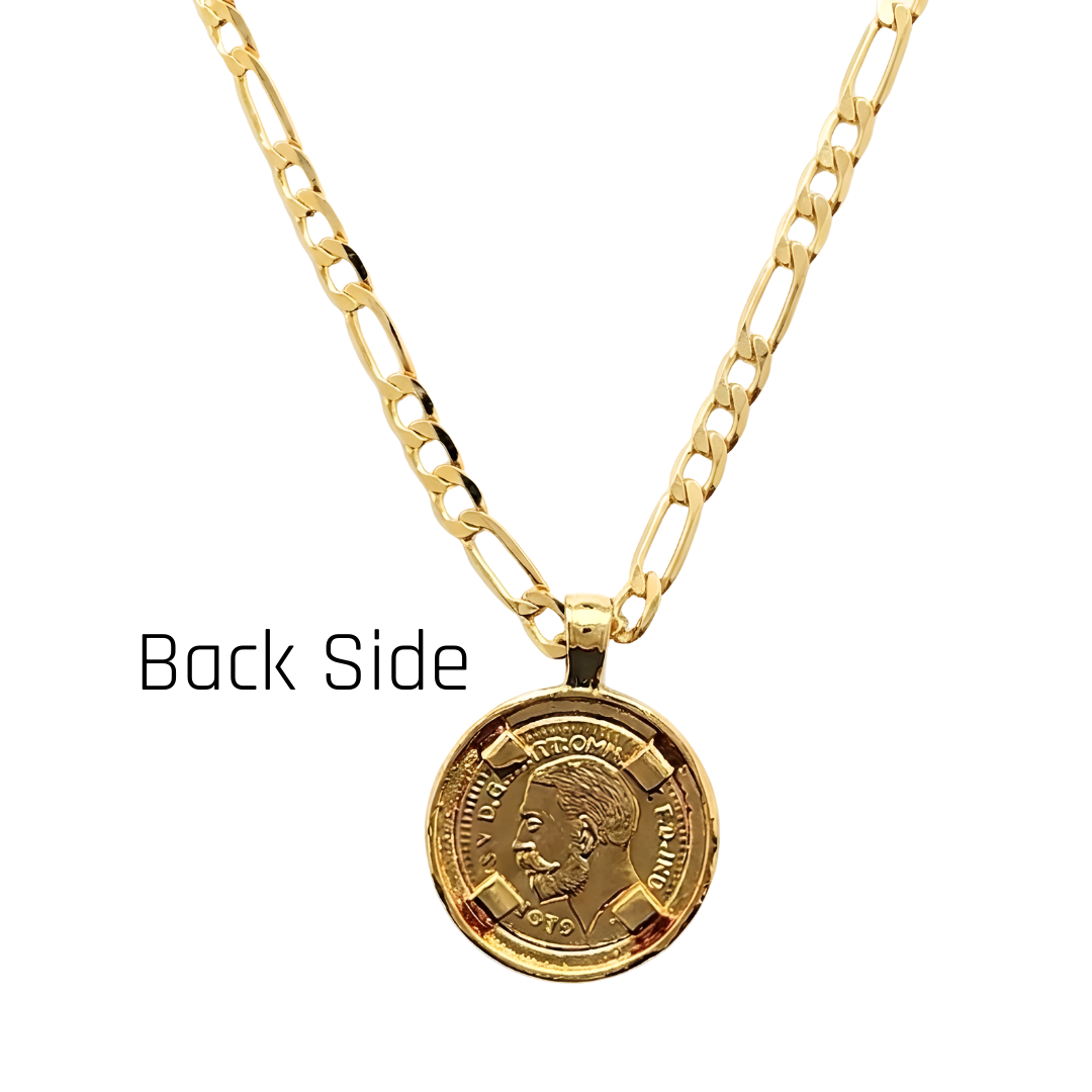 Gold Filled Customized Full Sovereign Pendant Necklace With Ruby & CZ