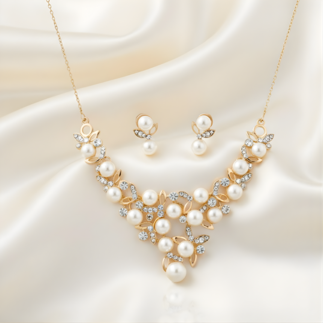 18K Gold Filled Pearl Fancy Set