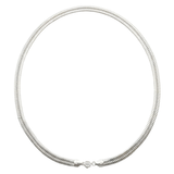 Silver Rhodium Plated Herringbone Flat Snake Chain Necklace (60cm x 8mm) – Bold Liquid Silver Flat Chain for Men & Women
