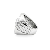 Silver Medusa Mythic Head Statement Signet Ring – Greek Key Octagonal Ring