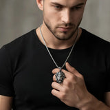 Lion Head Pendant Necklace – Stainless Steel Franco Chain (60cm) – Bold Strength & Leadership Statement Jewelry