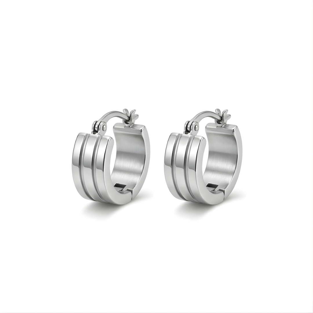 Men’s Silver Hoop Earrings 12mm