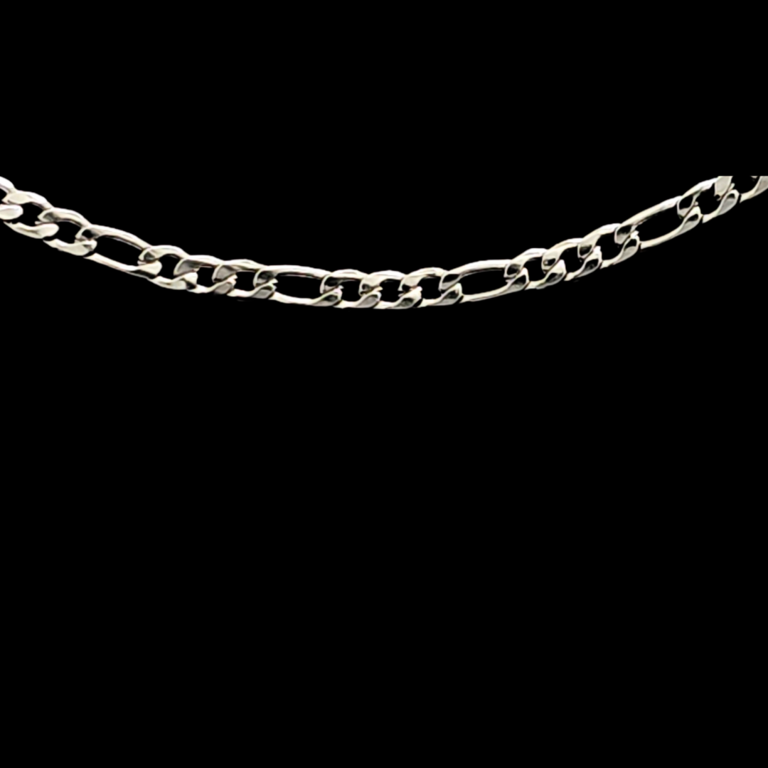 Silver Rhodium 4MM Figaro Chain