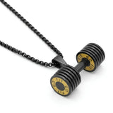 Dumbbell Gym Pendant Necklace – Stainless Steel Fitness Jewelry (Silver, Gold & Black)