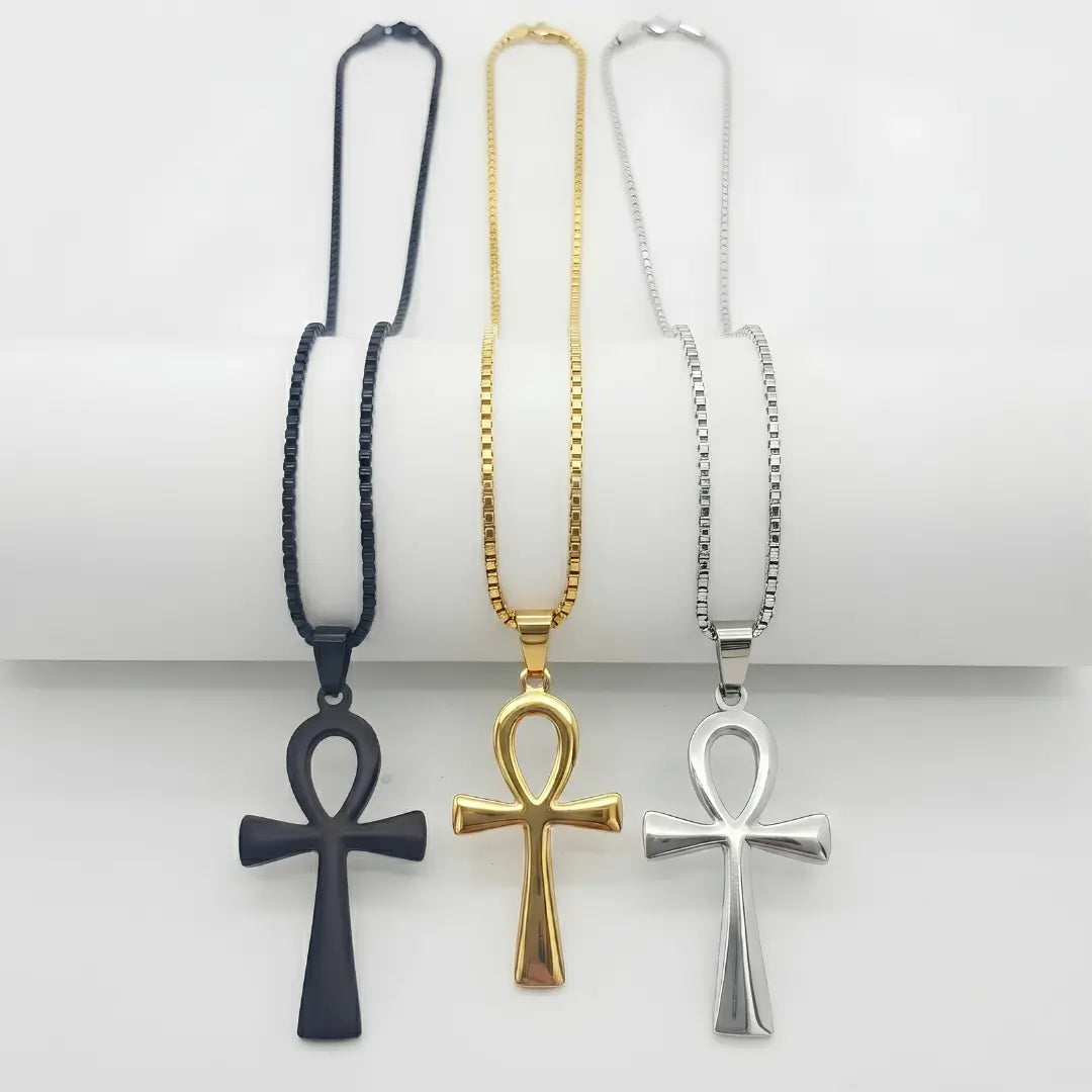Ankh Pendant Necklace – Egyptian Key of Life Stainless Steel (52cm Chain)