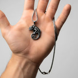 Chameleon Pendant Necklace – 58cm Box Chain Textured Animal Statement Jewelry