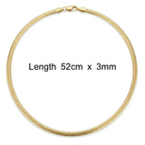 18K Gold Filled Herringbone Chain (3mm x 52cm) – Flat Snake-Style Luxury Necklace [SKUJDZLUKEBOX]