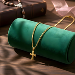 Load image into Gallery viewer, 18K Gold Filled Cross Pendant Necklace with Cuban Link Chain