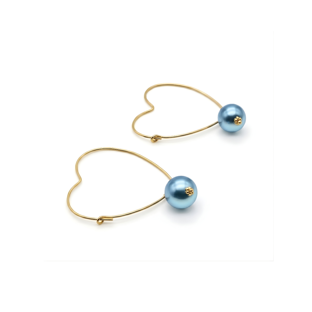 18K Gold Filled Heart Shape Pearl Earrings