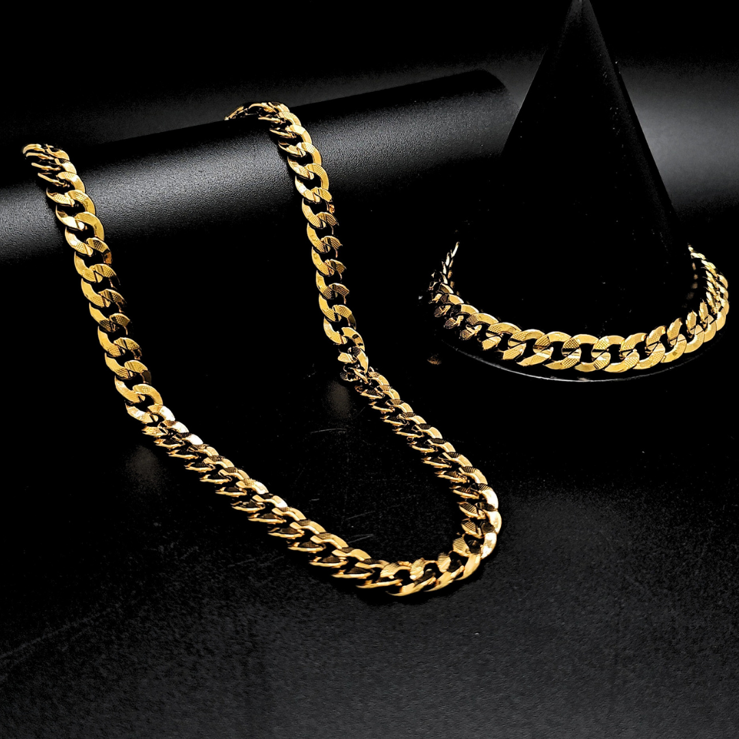 18K Gold Filled Cuban Link Chain & Bracelet