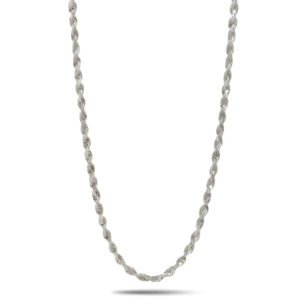 18K Gold Filled & Silver Rope Chain Necklace (3mm x 50cm) – Twisted Link Luxury Necklace