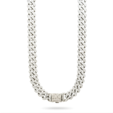 Silver Iced-Out Cuban Link Chain 55cm x 14mm
