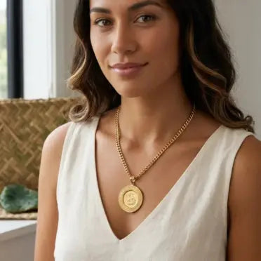 18K Gold Filled Customized  Full Sovereign Pendant Necklace