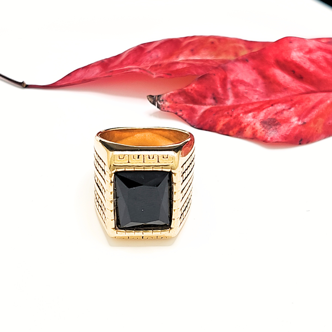 Mens Black Onyx Square Rings