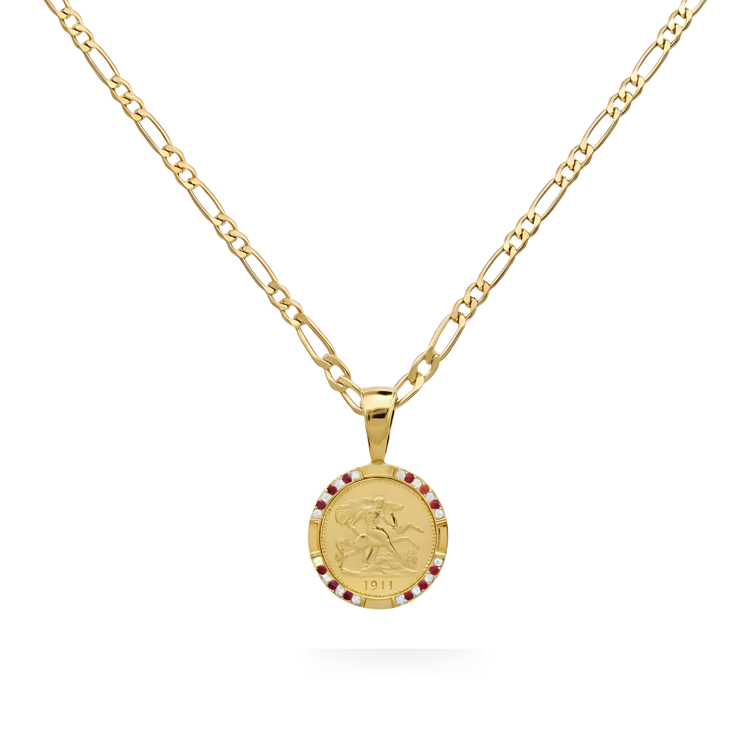 18K Gold Filled 1911 Sovereign Pendant Necklace