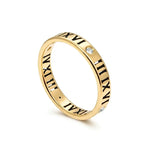 Unisex Gold Roman Numeral Diamond Ring