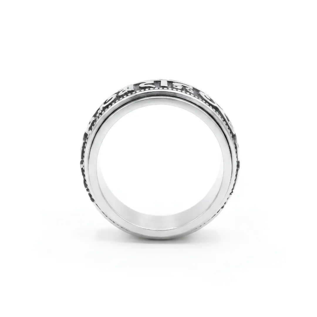 Tibetan Prayer Wheel Spinner Ring – Om Mani Padme Hum Mantra Ring | Tarnish Proof (US Sizes 8 & 10)