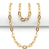 18K Gold Filled Large Oval Link Chain Necklace – Chunky Flat-Bevel Paperclip Cable Chain for Women & Men