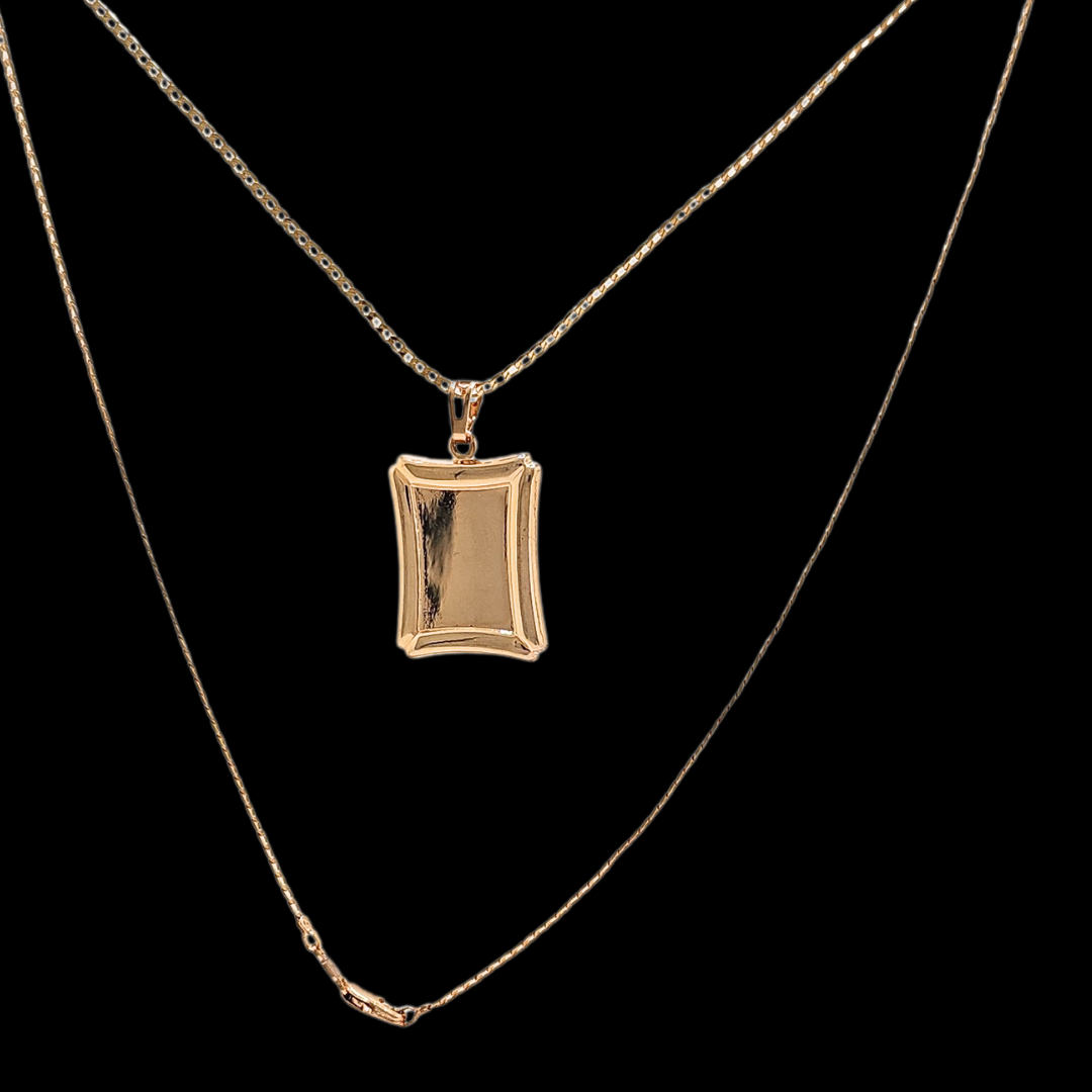 18K Rose Gold Filled Square Pendant Necklace