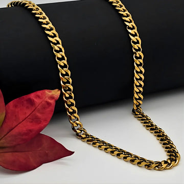18K Gold Filled Classic Cuban Link Chain Necklace for Men & Women